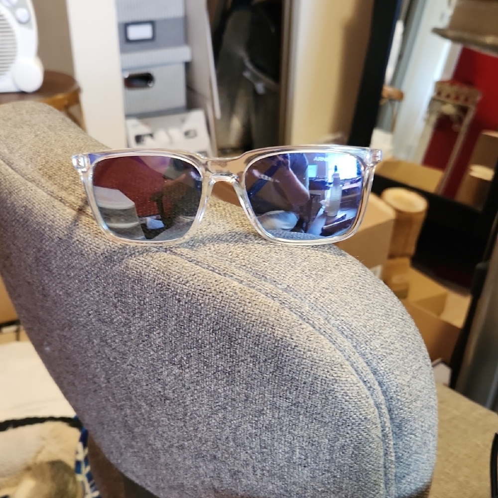 Clear Frame Sunglasses with Blue Lenses